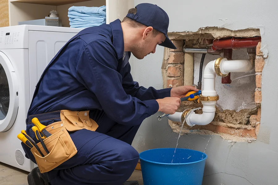 Jason from Johnson Plumbing replacing outdated piping in Asheville, NC Johnson Plumbing Asheville NC repiping services